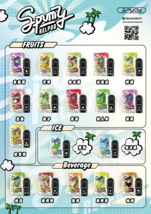 SPUMY冰熊煙彈,通用四/五/代主機,3%尼古丁濃度,多口味選擇,滿四盒送主機
